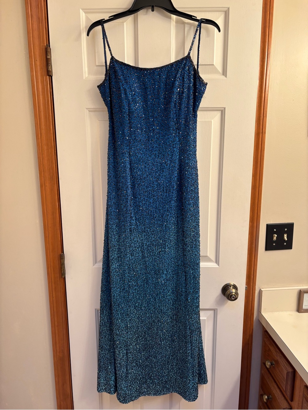 Cache Ombré Silk Beaded Maxi Dress